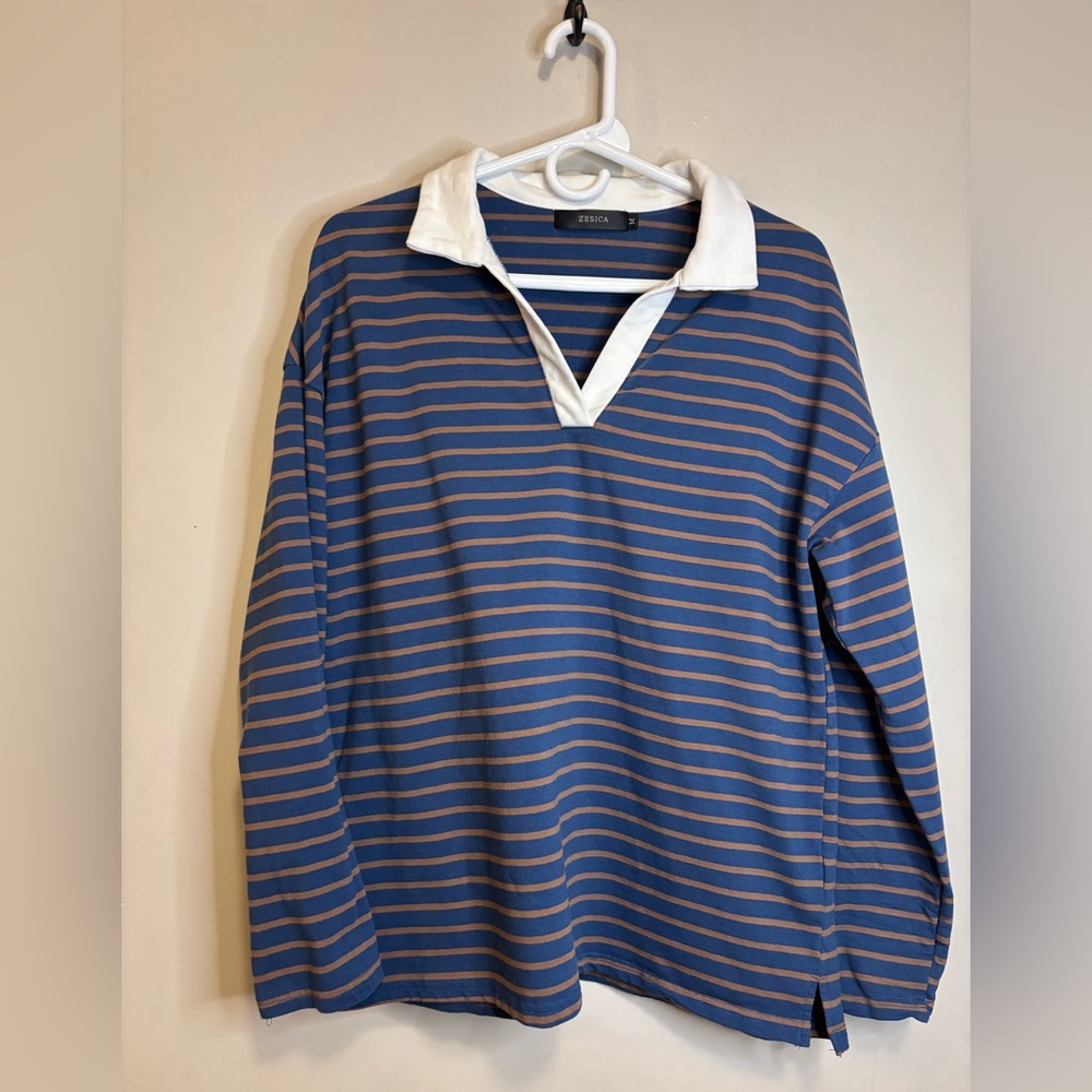Blue and Brown Striped Women’s Shirt